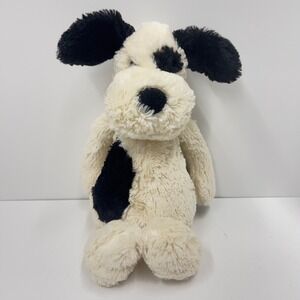 Jellycat Bashful Puppy Dog Cream Black Spotted Plush Stuffed Animal London Tag